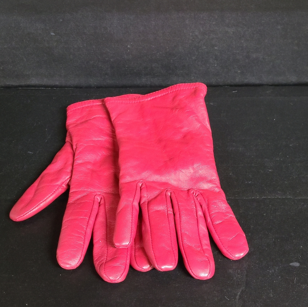 Red leather thinsulate women's gloves sz L